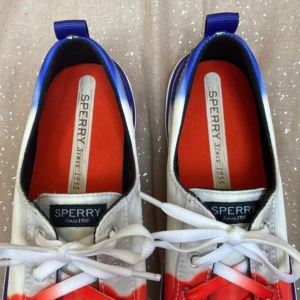 Brand New Sperry x Popsicle Red White & Blue Patriotic American Lace Up Sneakers